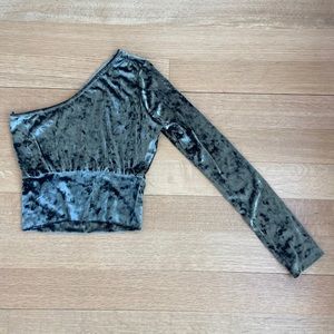 UO: One-Shoulder Velvet Shirt